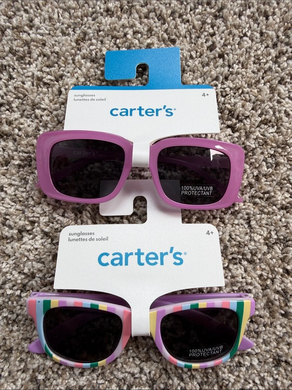 2 - Carter's Purple Kids Sunglasses Duo with Rainbow-Striped Accents